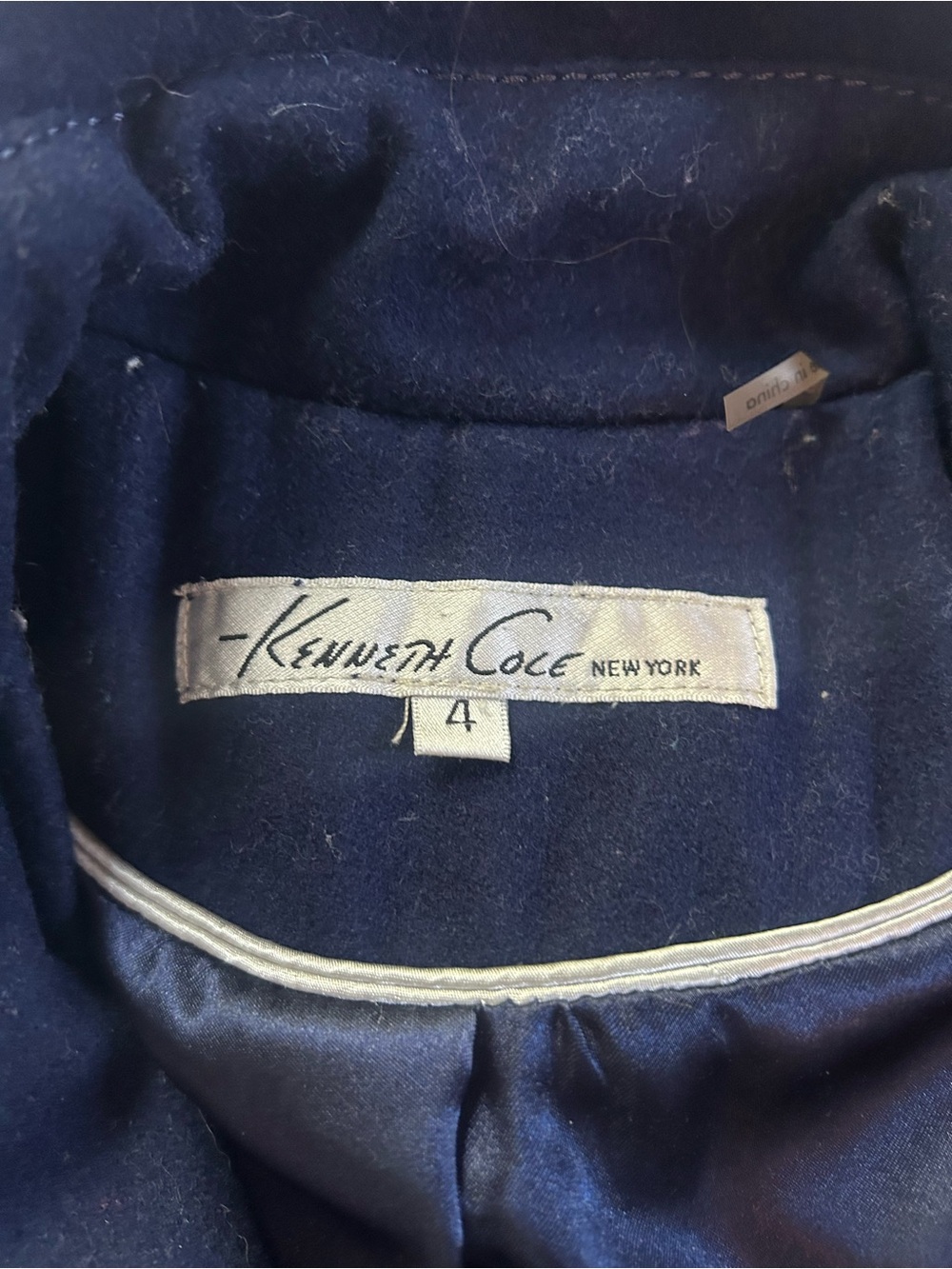 Kenneth Cole New York Navy Belted Wool-Blend Pea Coat with Gold Hardware - Picture 6 of 9